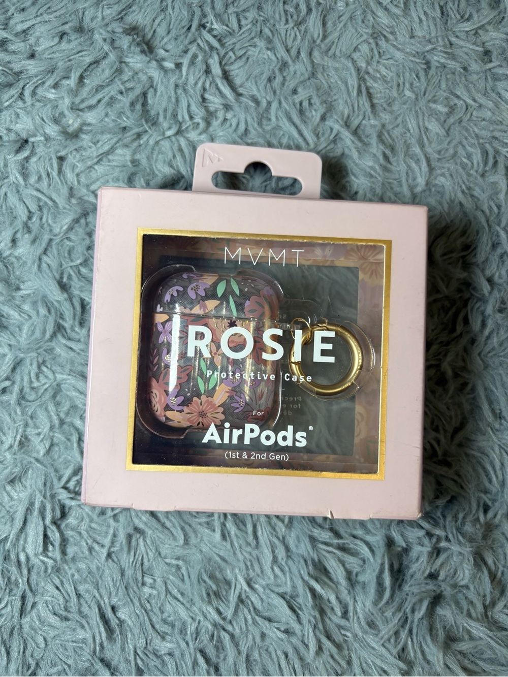 MVMT Rosie Floral AirPods Case - Pink with Gold Accent